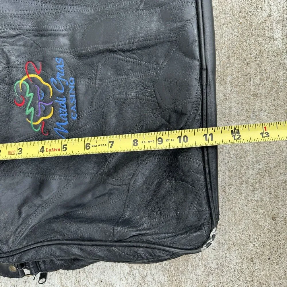 Vintage Mardi Gras Casino Stitched Black Briefcase Business Case Portfolio Bag